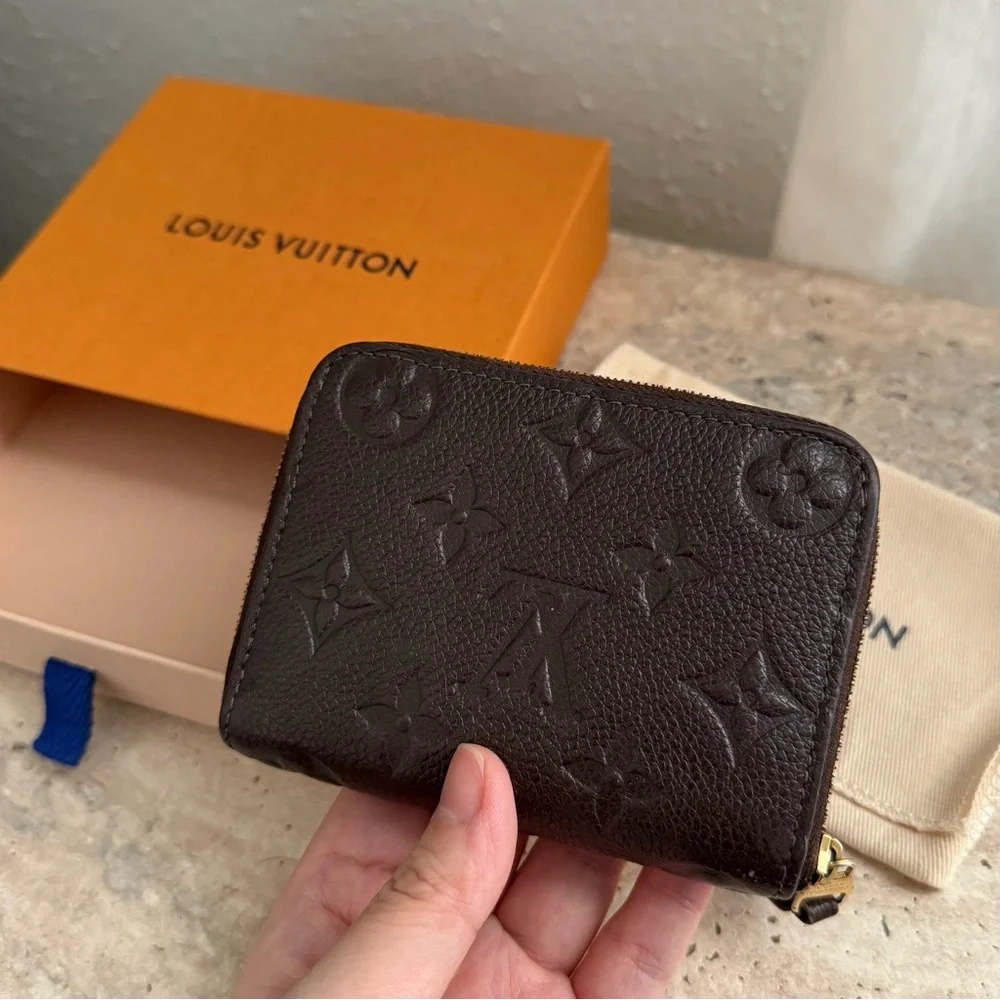 Louis Vuitton Dark Brown Monogram Embossed Leather Zip Wallet